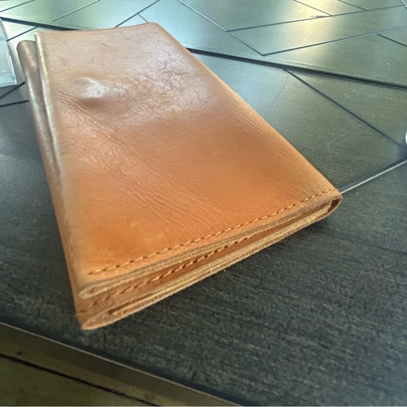 ABLE tan leather fold out ladies wallet distressed western boho chic - Picture 8 of 9